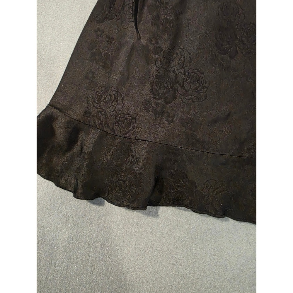 Tinsel Town Black Floral Jacquard Mini Dress Y2K Rosette Tie Strap Romantic Goth - Picture 5 of 8